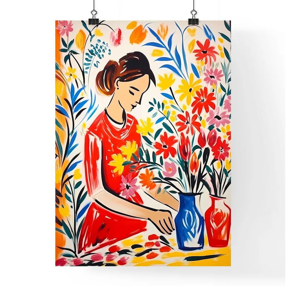 Painting Of A Woman With Flowers Art Prin Poster