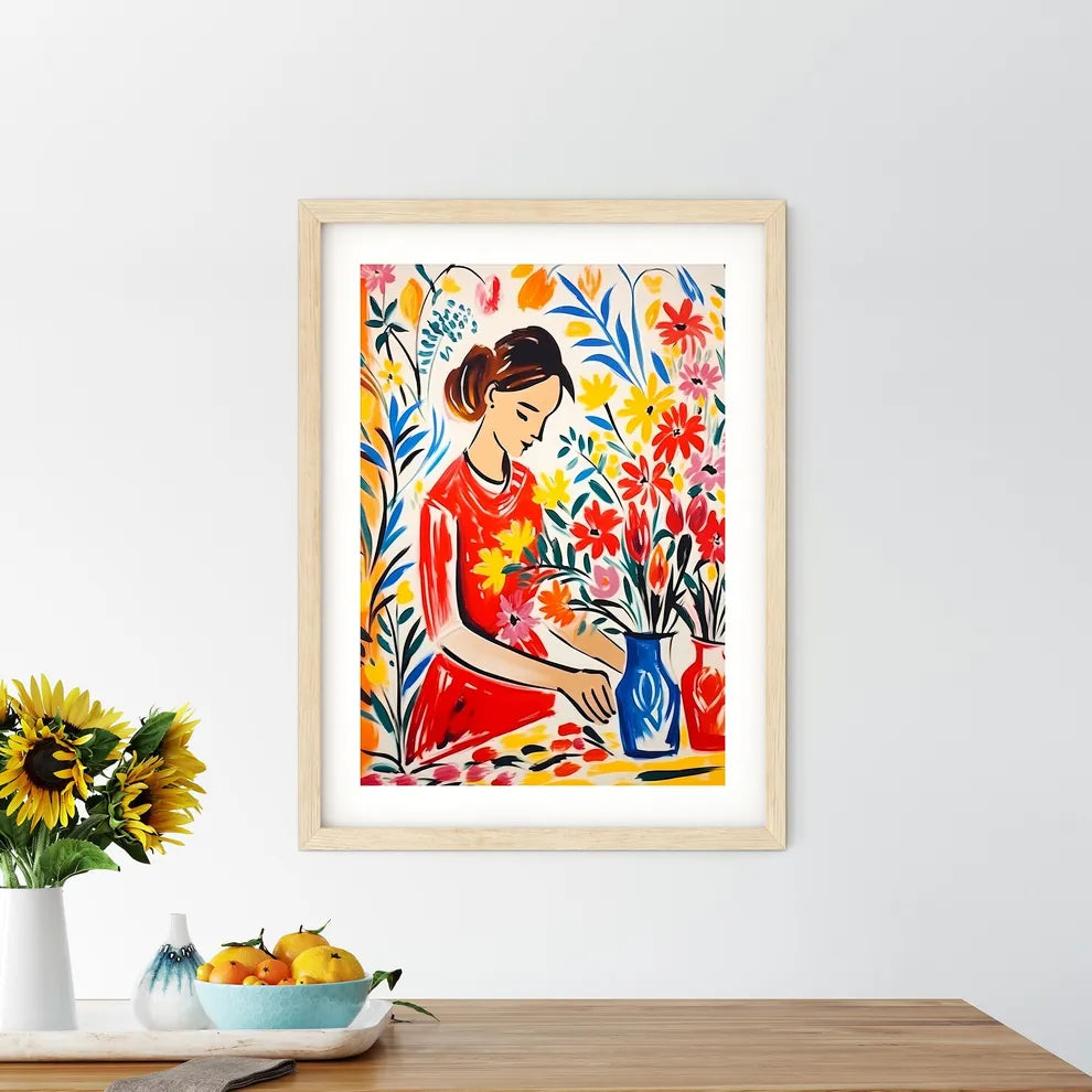 Painting Of A Woman With Flowers Art Prin - Kitchen Hangings