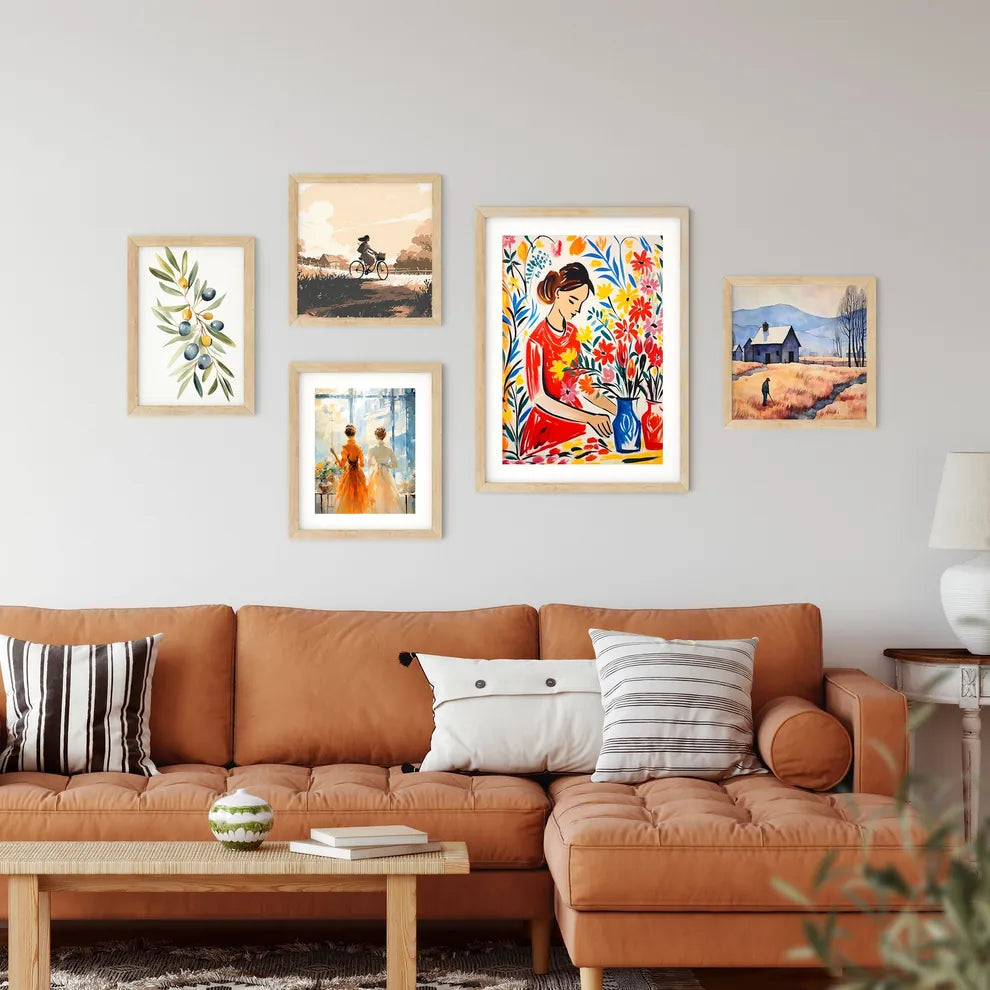 Painting Of A Woman With Flowers Art Prin Framed Print