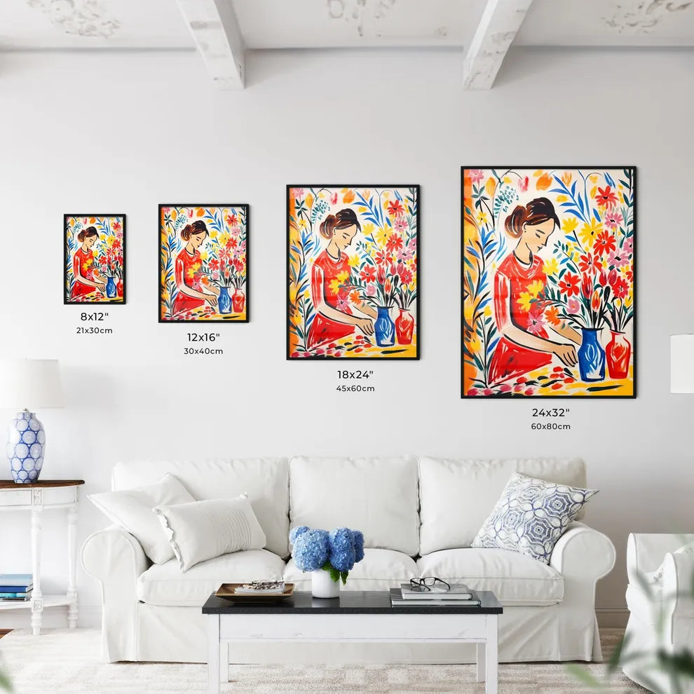 Painting Of A Woman With Flowers Art Prin Wall Art