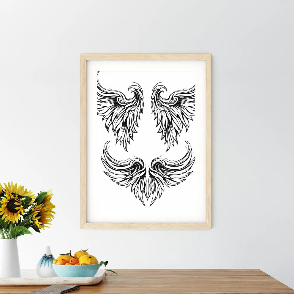 Set Of Wings With Swirls Art  Size Chart