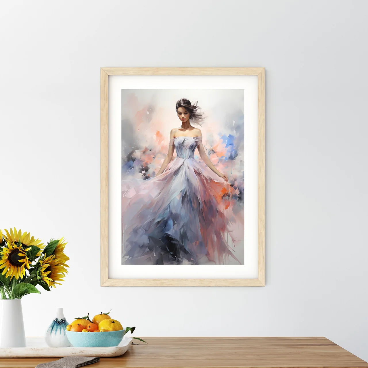 Painting Of A Woman In A Dress Art Prin - Kitchen Hangings