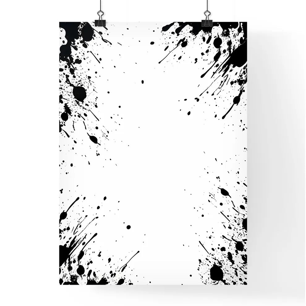 Black Paint Splatters On A White Background  Poster