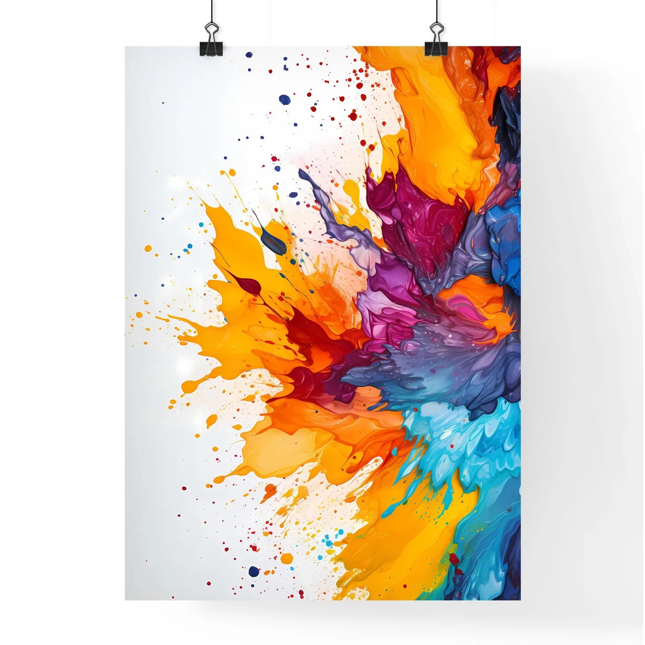 Colorful Paint Splashing Out Of A White Surf Poster