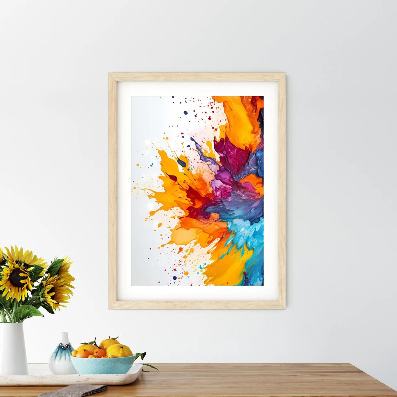 Colorful Paint Splashing Out Of A White Surf - Kitchen Hangings