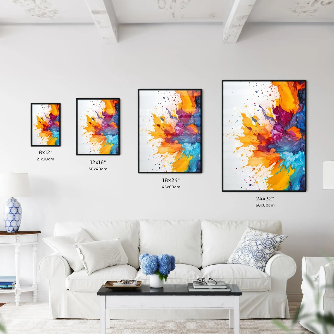 Colorful Paint Splashing Out Of A White Surf Wall Art