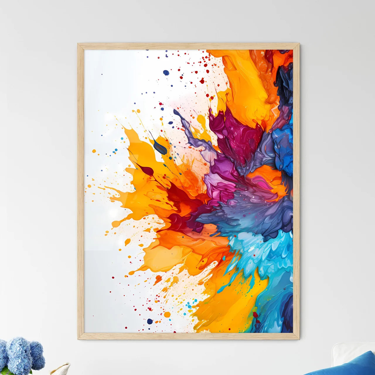 Colorful Paint Splashing Out Of A White Surf - Framed Art Print