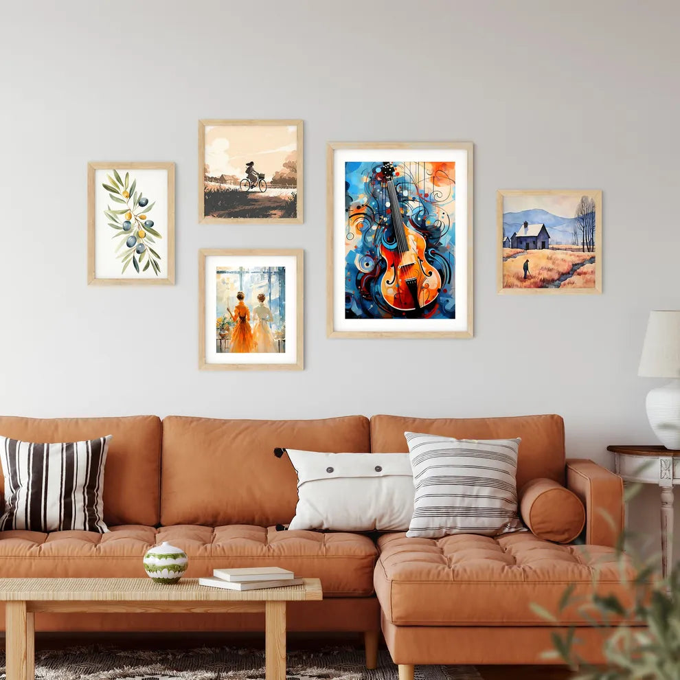 Painting Of A Guitar Art Prin Framed Print
