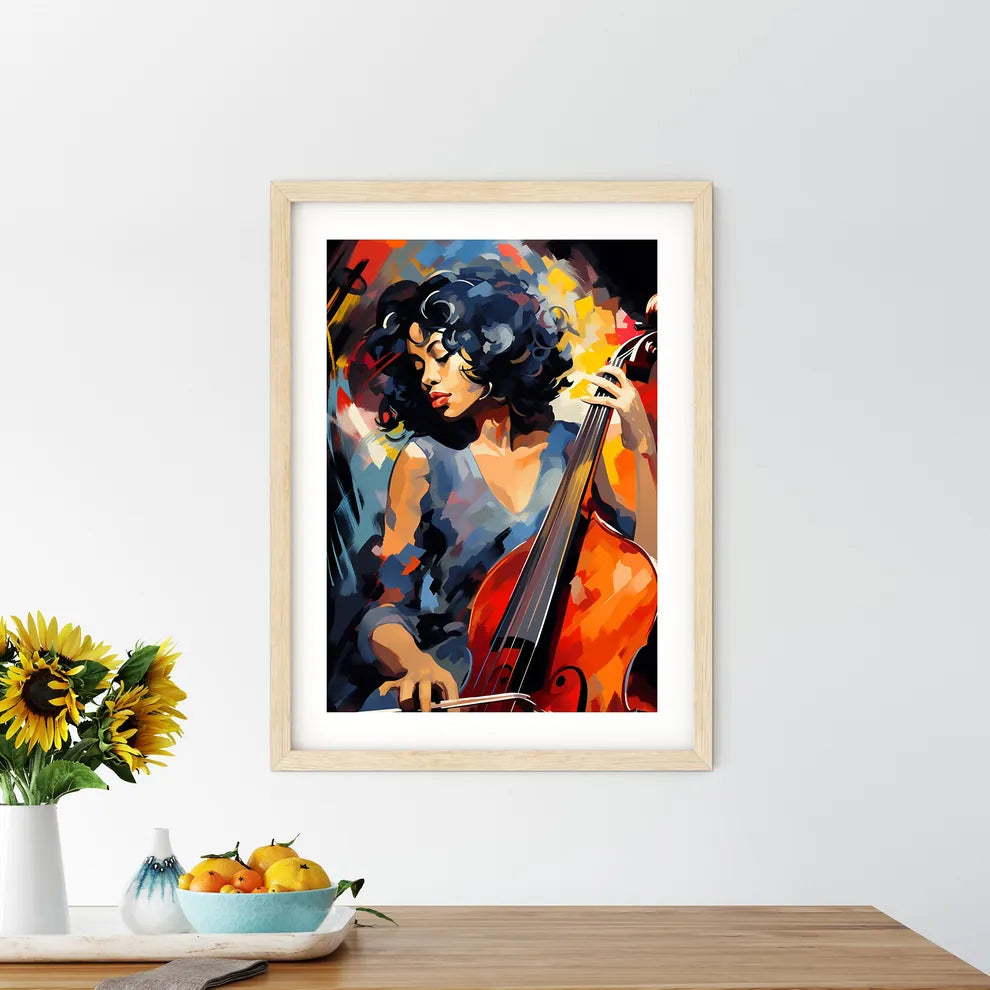 Woman Playing A Cello Art Prin - Kitchen Hangings