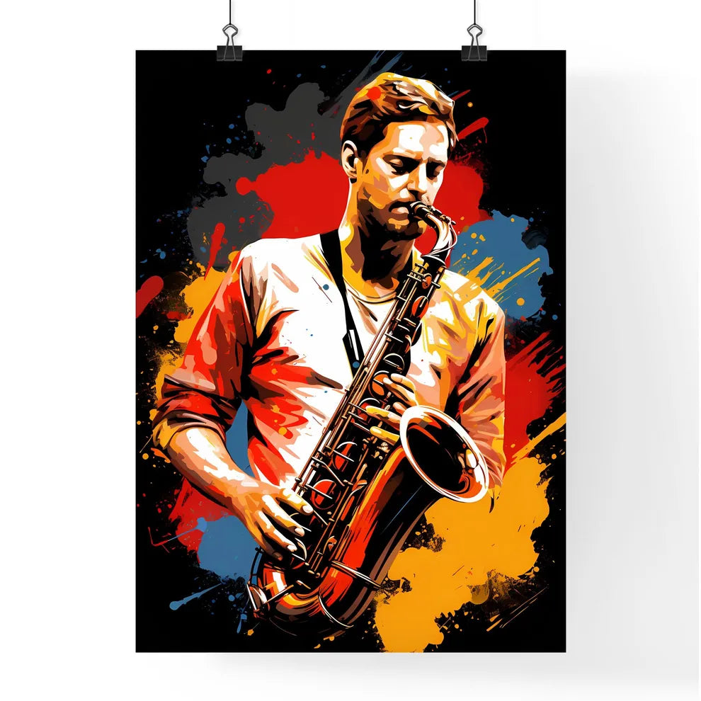 Man Playing A Saxophone Art Prin Poster