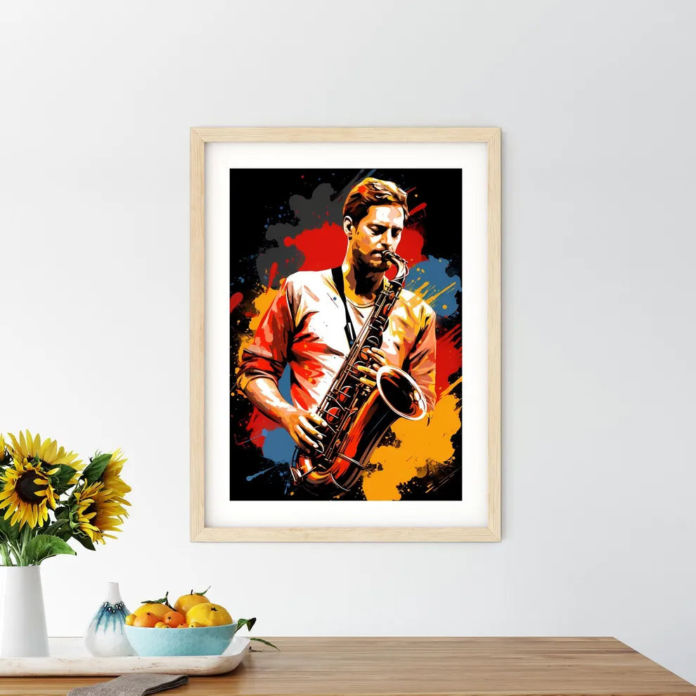 Man Playing A Saxophone Art Prin - Kitchen Hangings