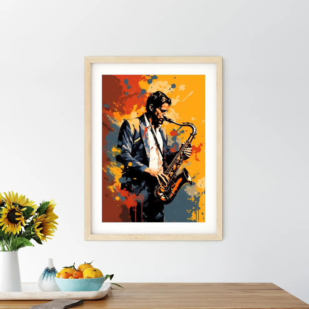 Man Playing A Saxophone Art Prin - Kitchen Hangings