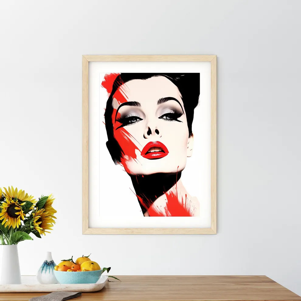 Woman With Red Lips And Makeup Art Prin - Kitchen Hangings