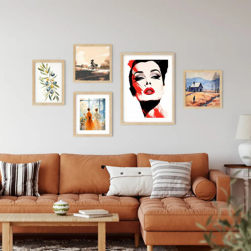 Woman With Red Lips And Makeup Art Prin Framed Print