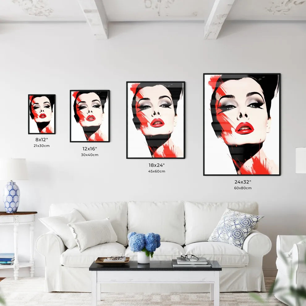 Woman With Red Lips And Makeup Art Prin Wall Art