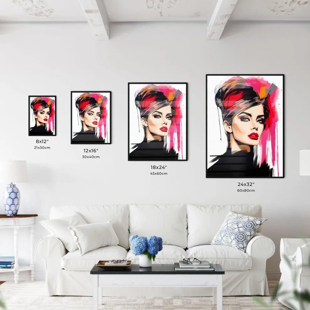 Woman With Red Lipstick Art Prin Wall Art