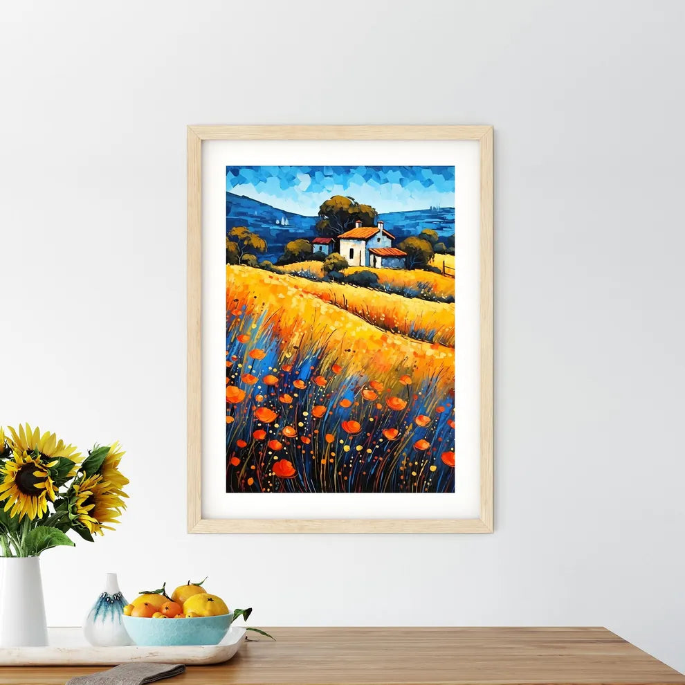 Painting Of A House In A Field Of Flowers Ar - Kitchen Hangings