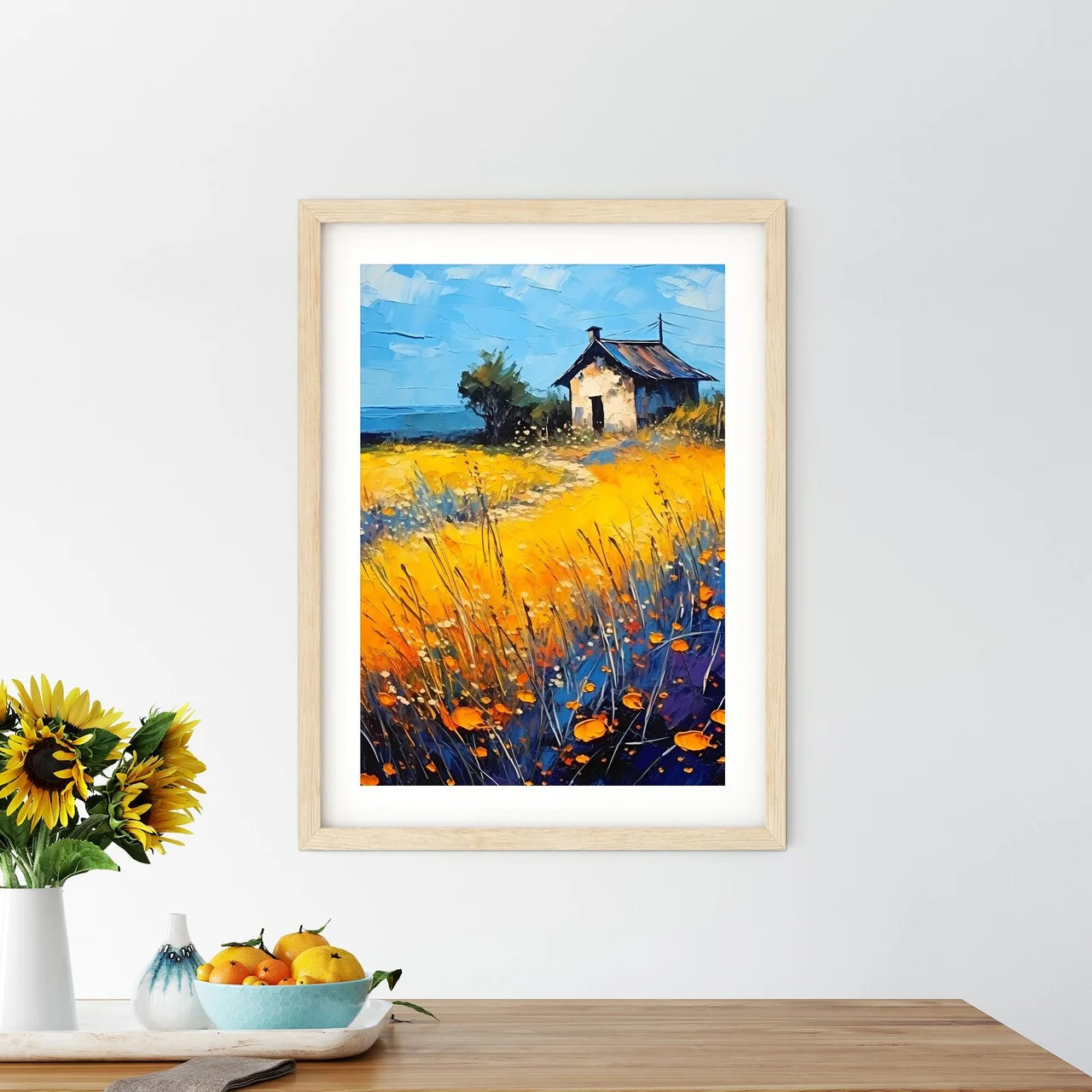 Painting Of A House In A Field Of Flowers Ar - Kitchen Hangings