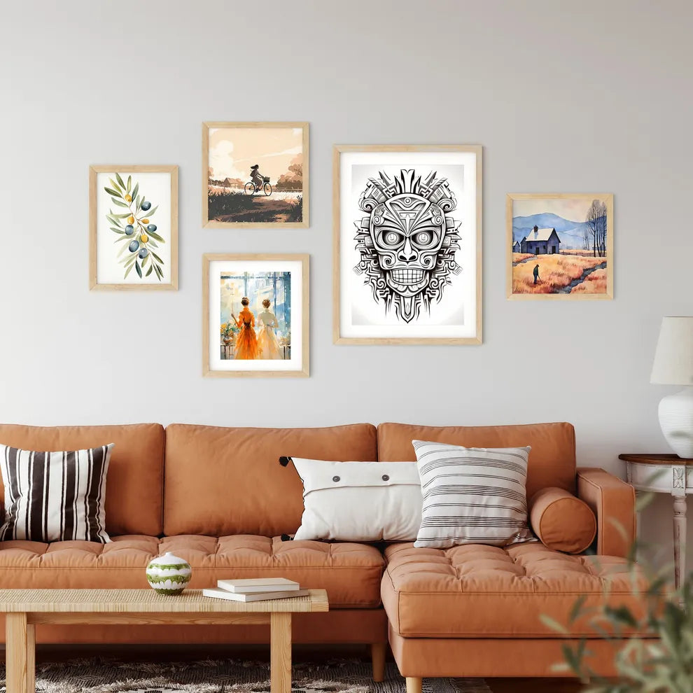 Black And White Drawing Of A Mask Art Prin Framed Print