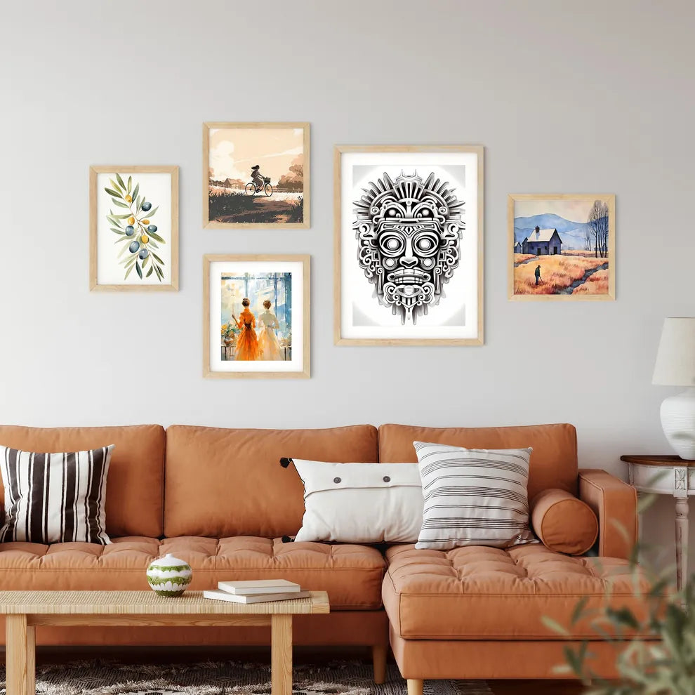 Mask With Many Different Patterns Art Prin Framed Print