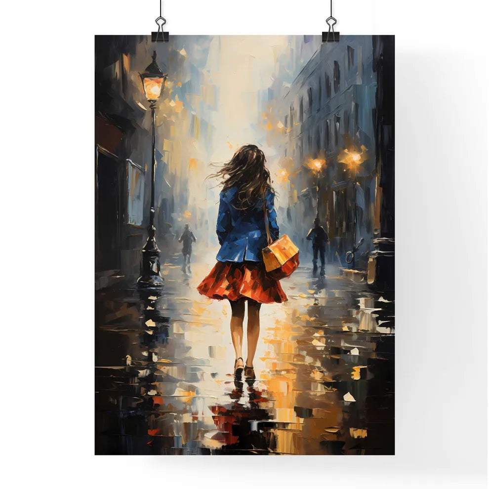 Woman Walking In A City Street Art Print Poster