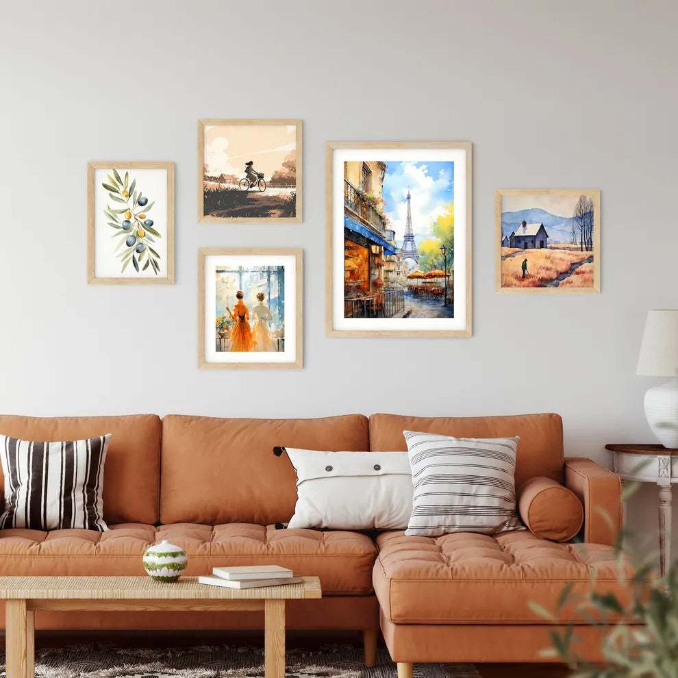 Watercolor Of A Street With A Tower In The Background Art Print Custom Print