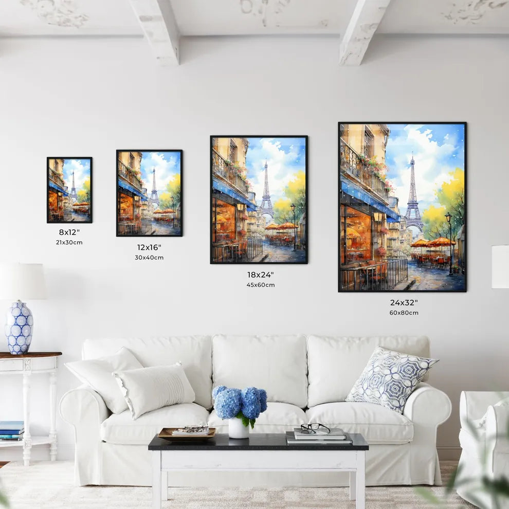 Watercolor Of A Street With A Tower In The Background Art Print Interior Design