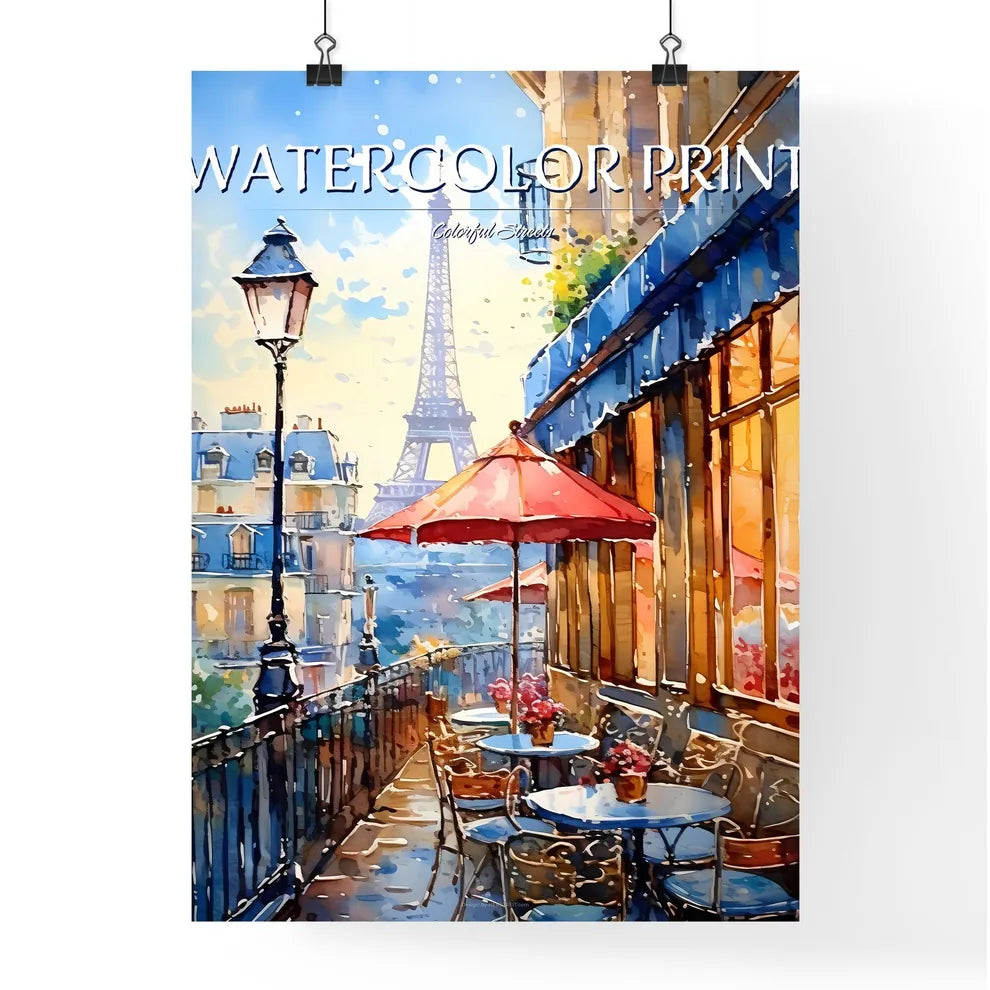 Watercolor Of A Street With A Tower In The Background Art Print Poster