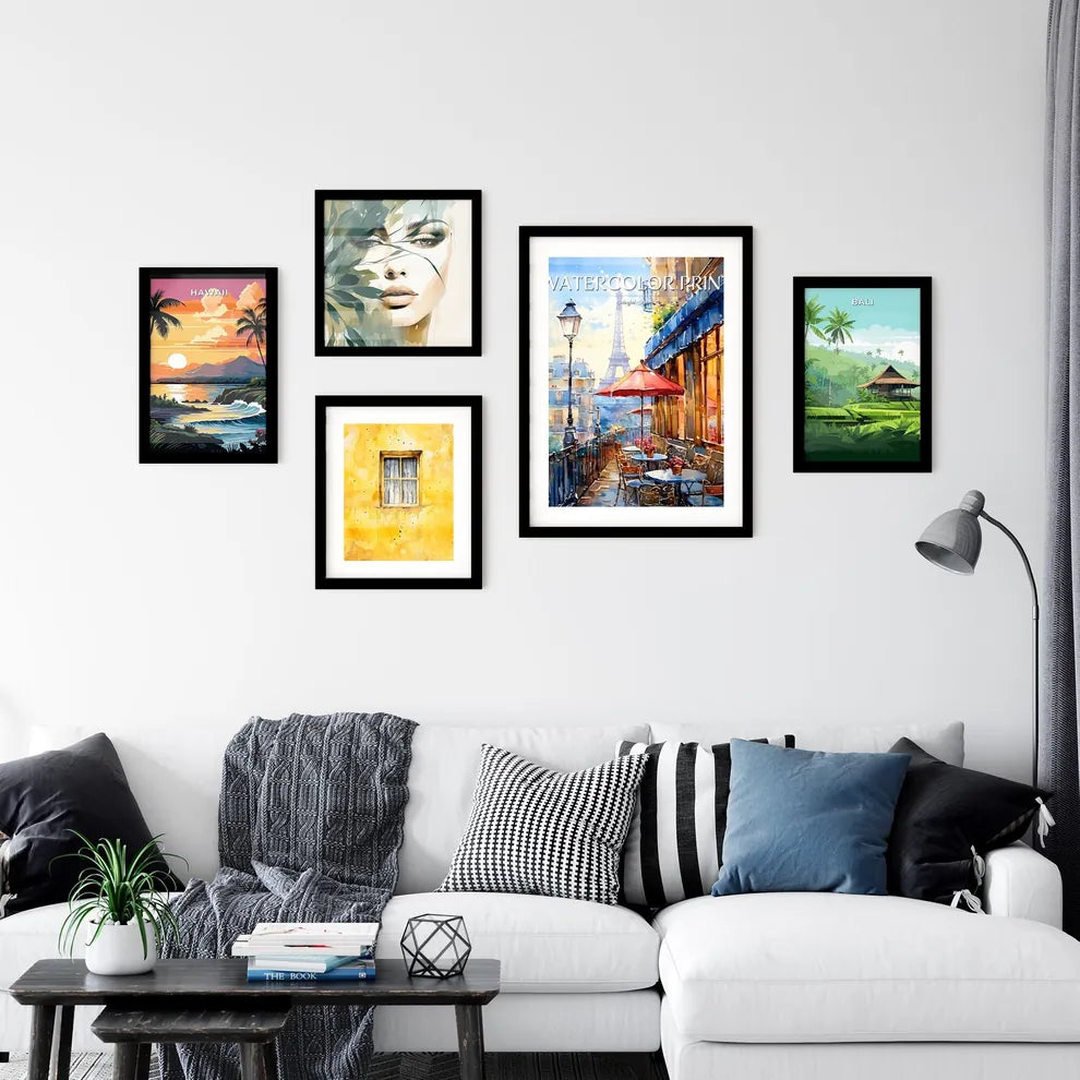 Watercolor Of A Street With A Tower In The Background Art Print Interior Design
