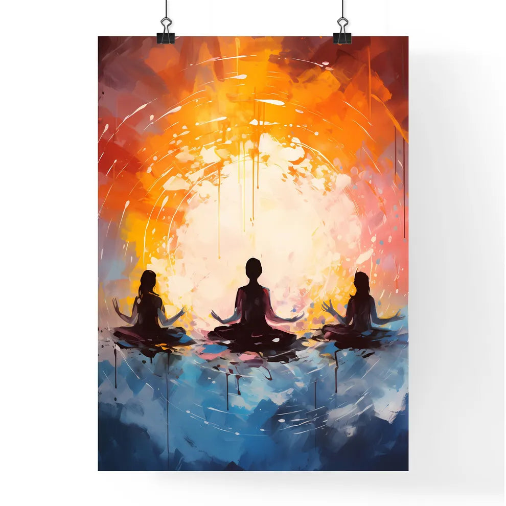 Group Of People Sitting In Lotus Position Ar Poster