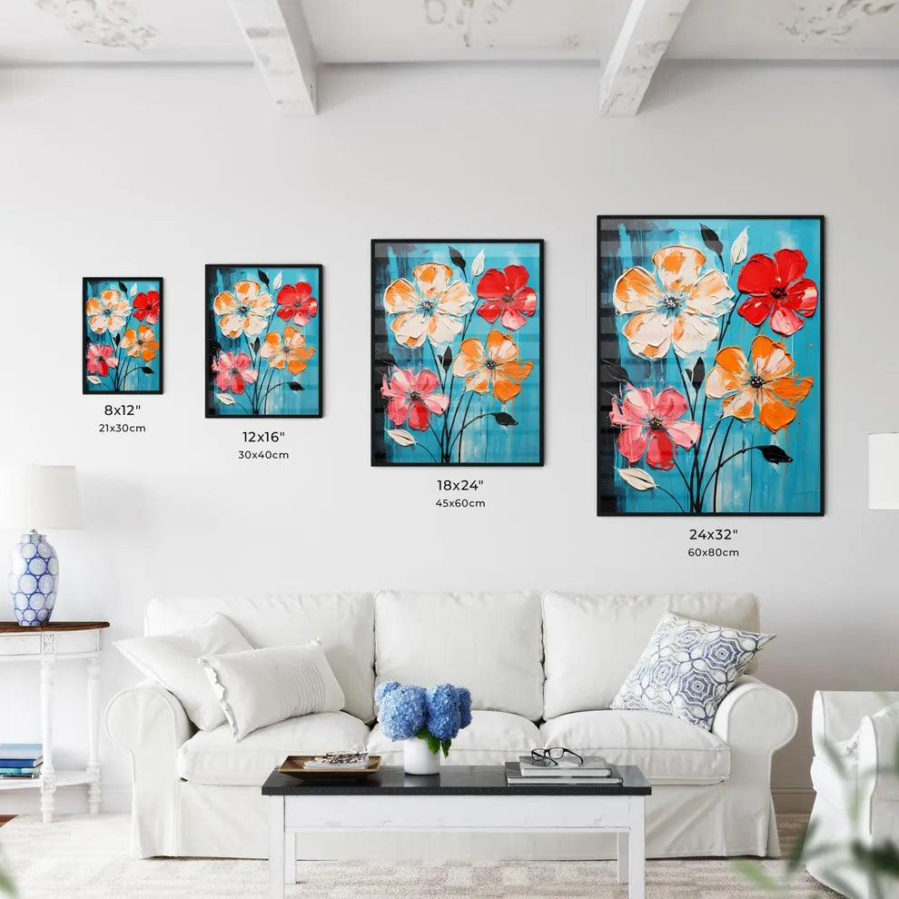 Painting Of Flowers On A Blue Background Art Wall Art