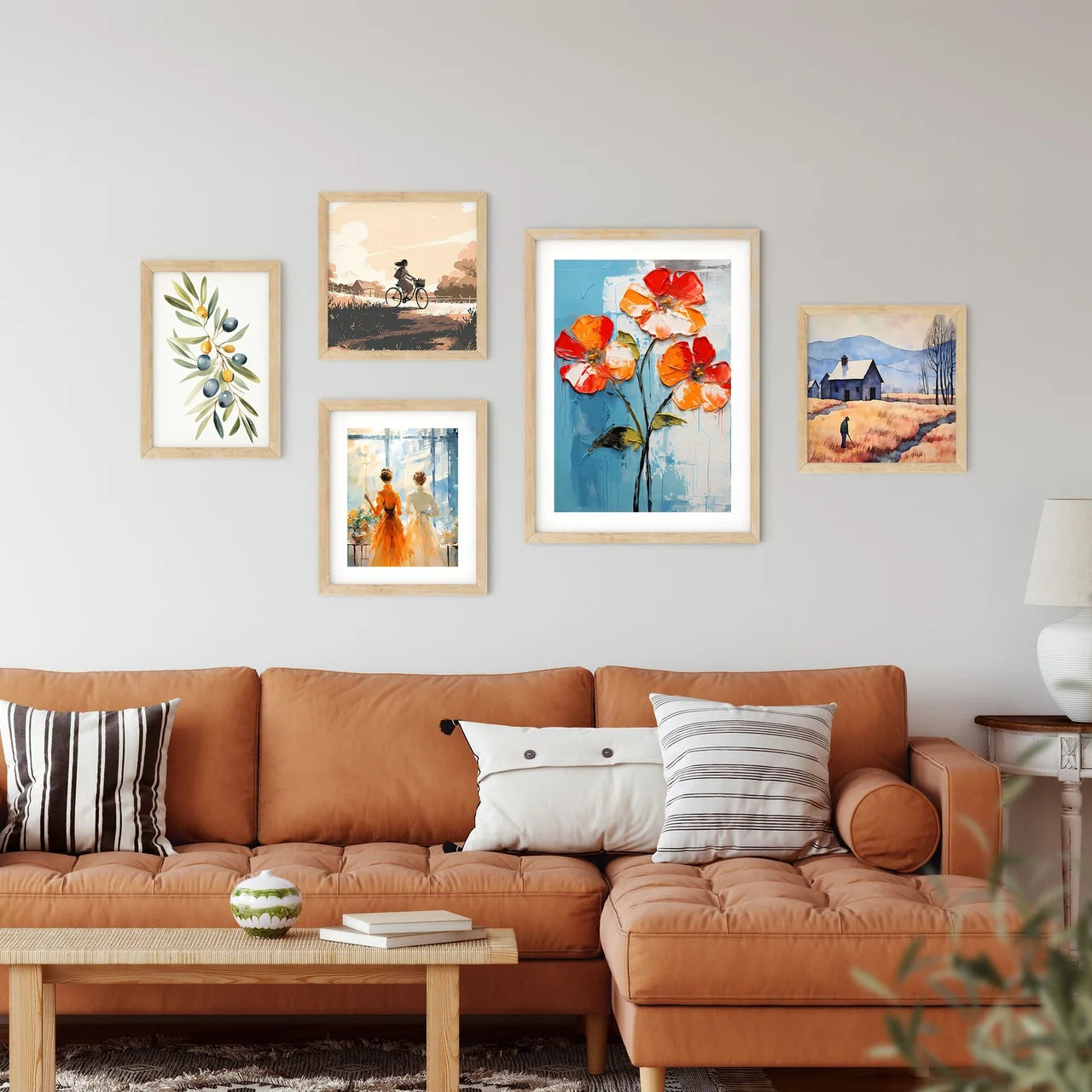 Painting Of Flowers On A Blue Background Art Framed Print