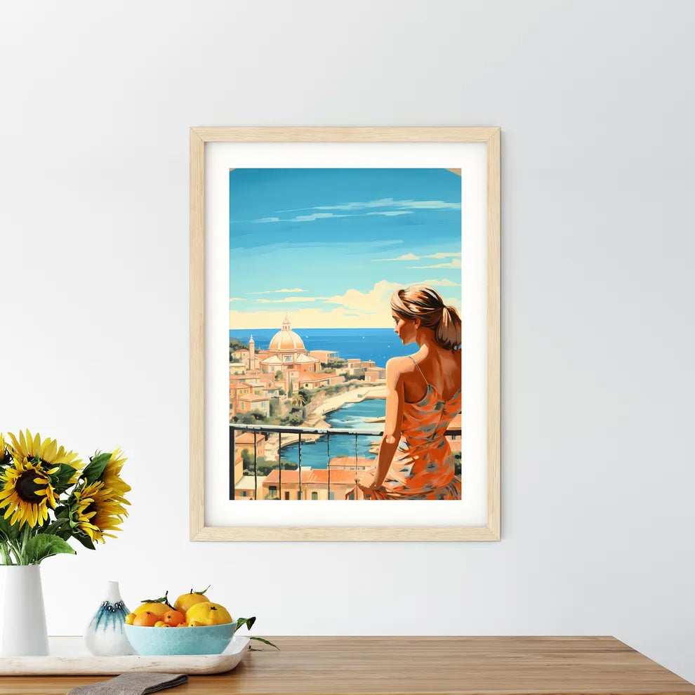 Woman Looking At A City Art Print Size Chart