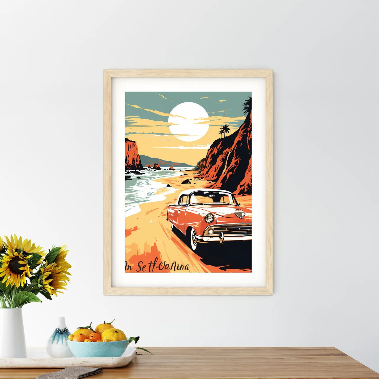 Car On A Beach Art Prin - Kitchen Hangings