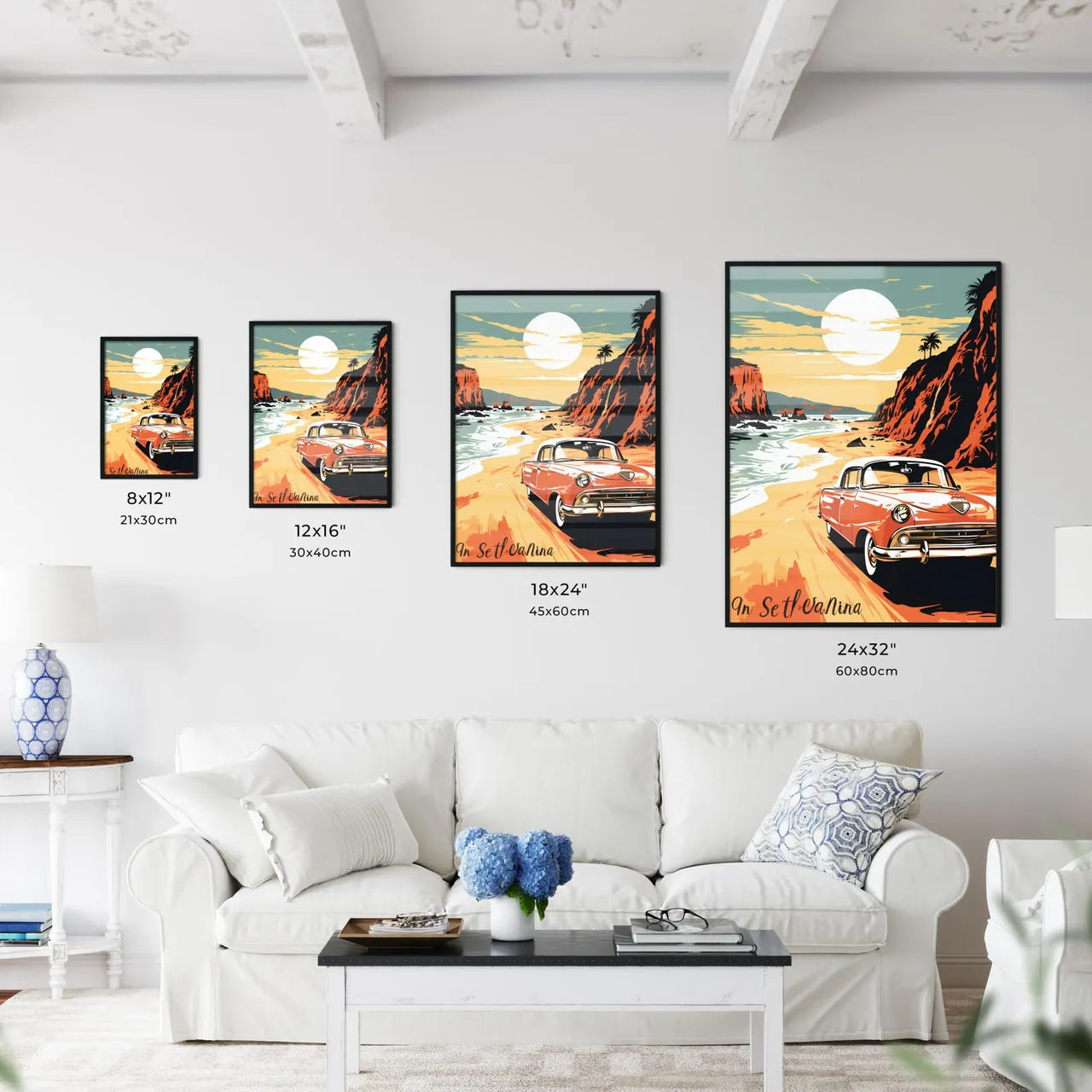 Car On A Beach Art Prin Wall Art