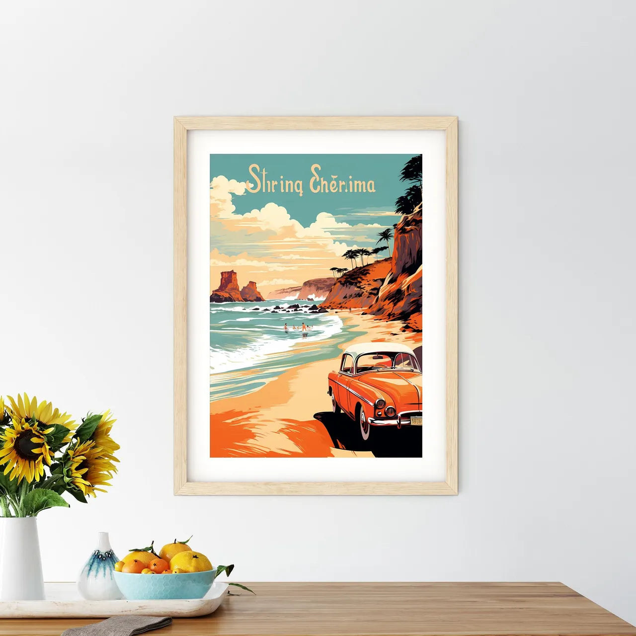 Car On A Beach Art Prin - Kitchen Hangings