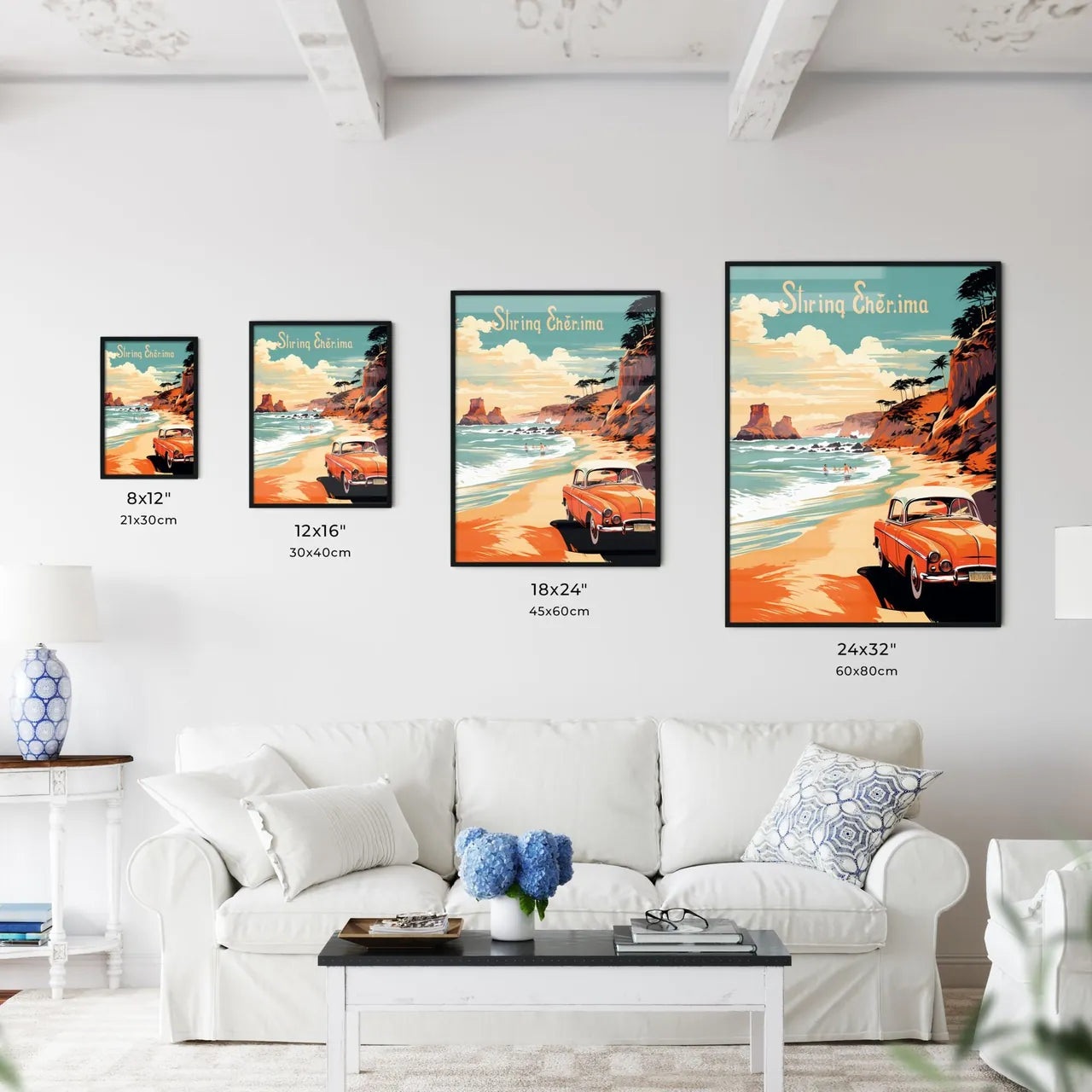 Car On A Beach Art Prin Wall Art