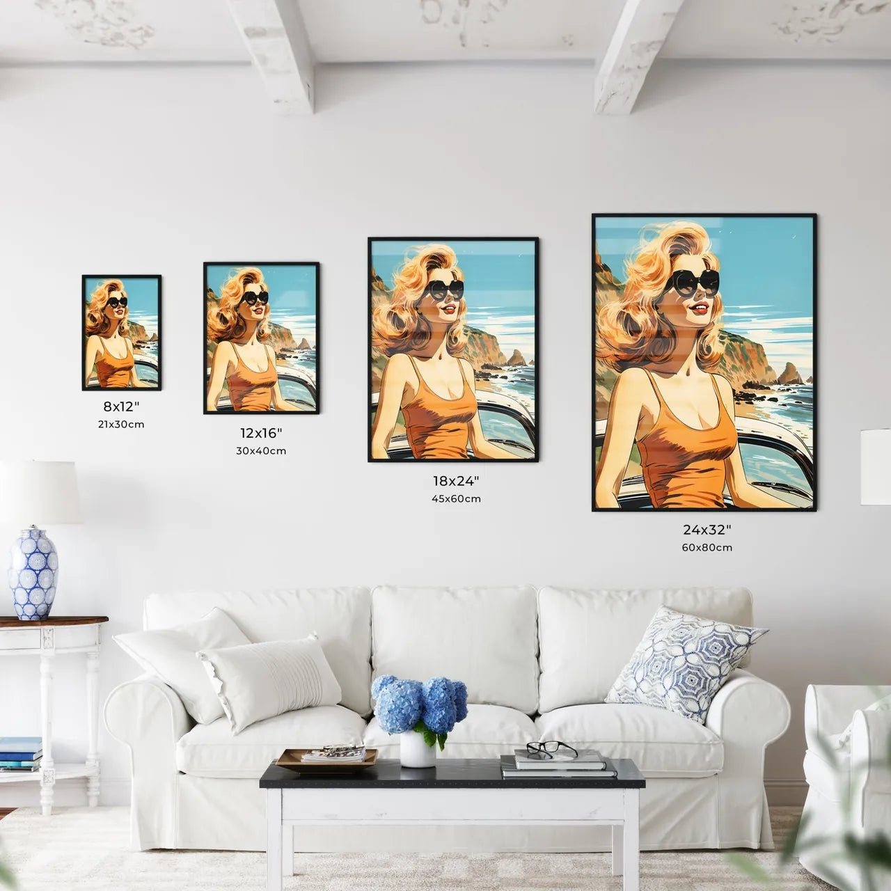 Woman In Sunglasses And Orange Tank Top Art  Wall Art