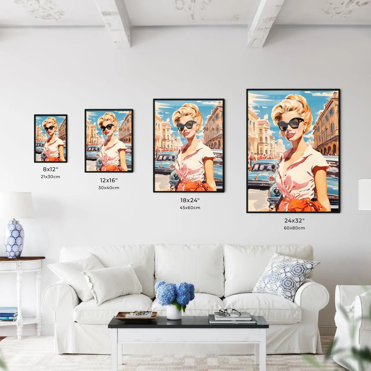 Woman In Sunglasses And A Pink Shirt Art Print Interior Design