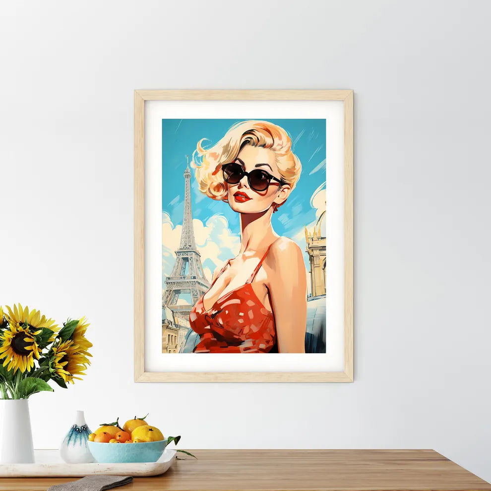 Woman Wearing Sunglasses And Red Dress Art P - Kitchen Hangings