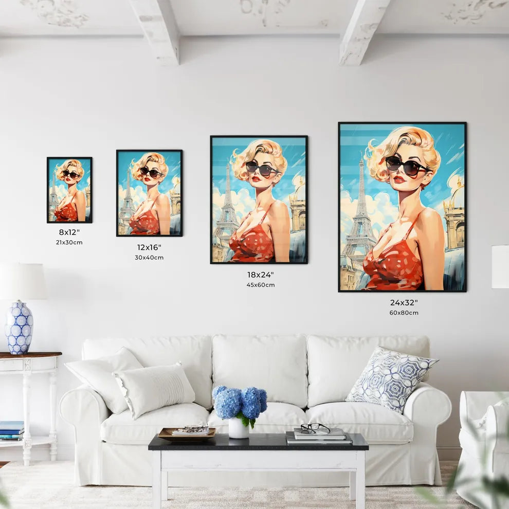 Woman Wearing Sunglasses And Red Dress Art P Wall Art