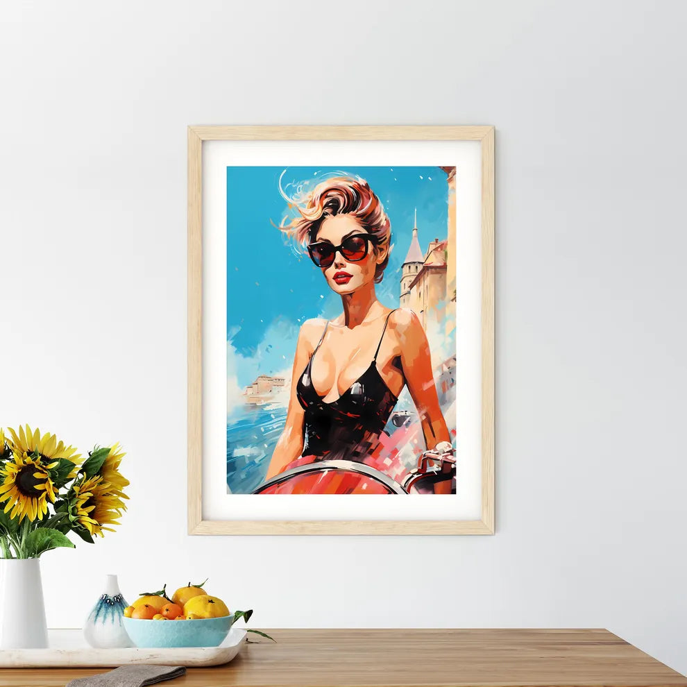 Woman Wearing Sunglasses And A Black Swimsui - Kitchen Hangings