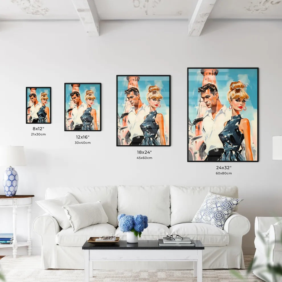 Man And Woman Standing Next To Each Other Ar Wall Art