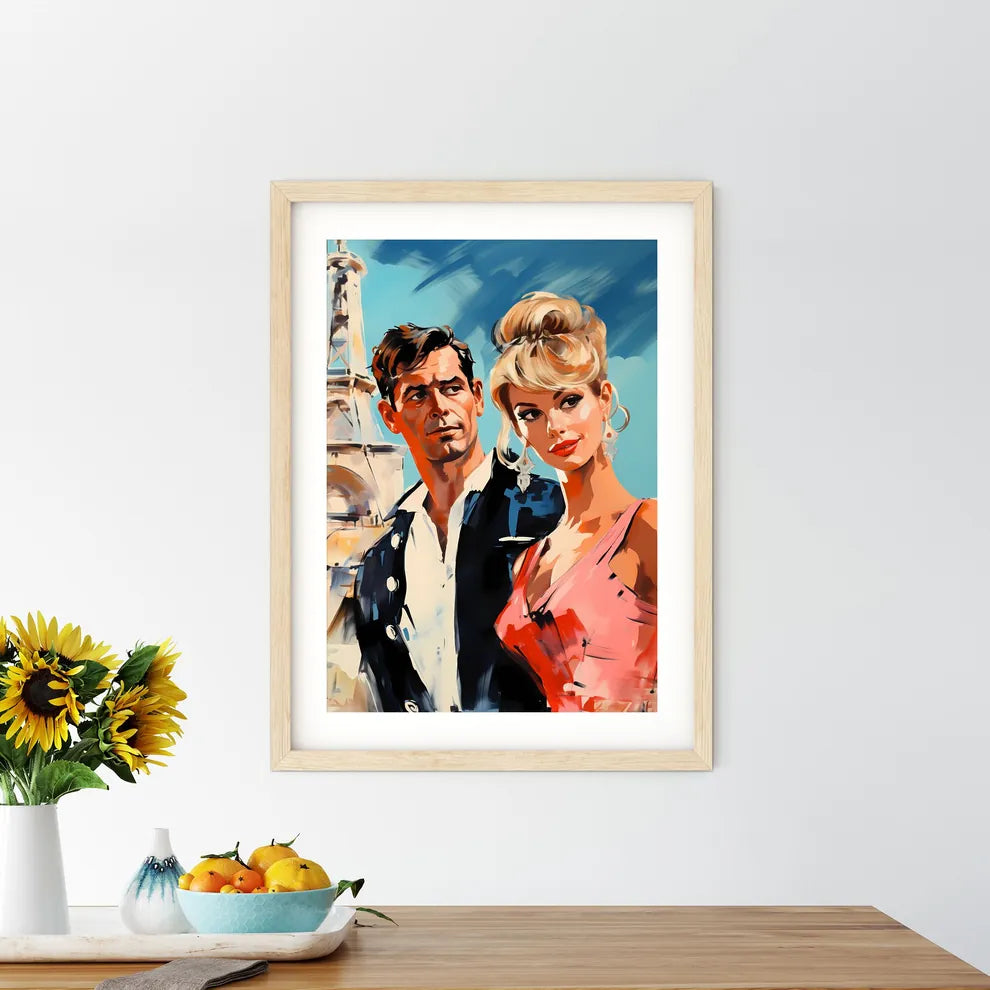 Man And Woman In Front Of A Tower Art Prin - Kitchen Hangings