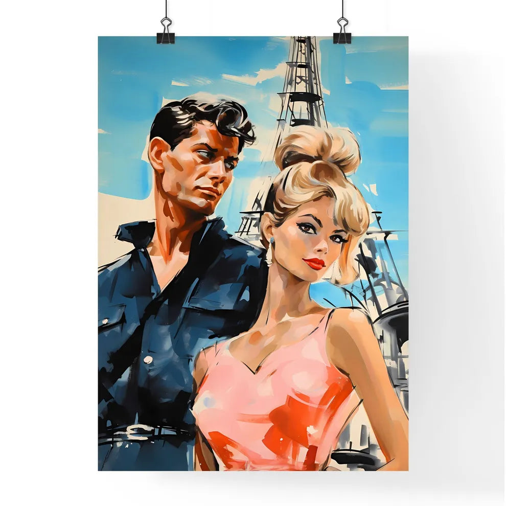 Man And Woman Standing Next To Each Other Ar Poster