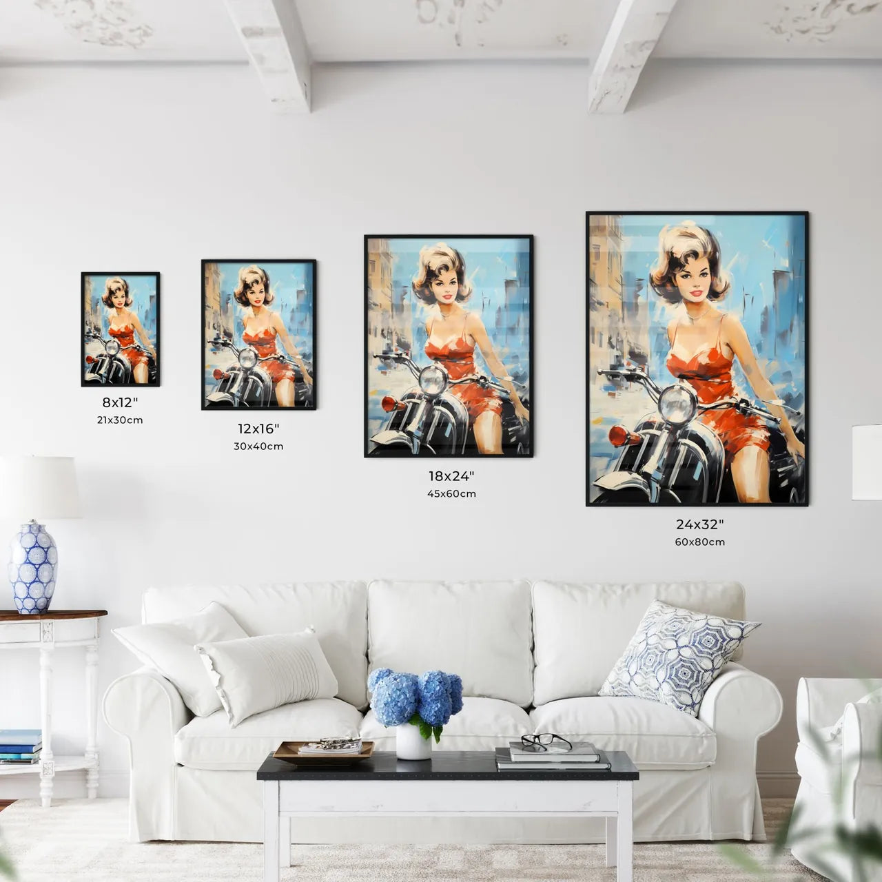Woman On A Motorcycle Art Prin Wall Art