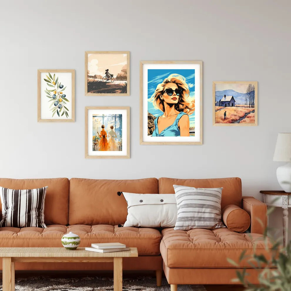 Woman Wearing Sunglasses And Looking At The  Framed Print