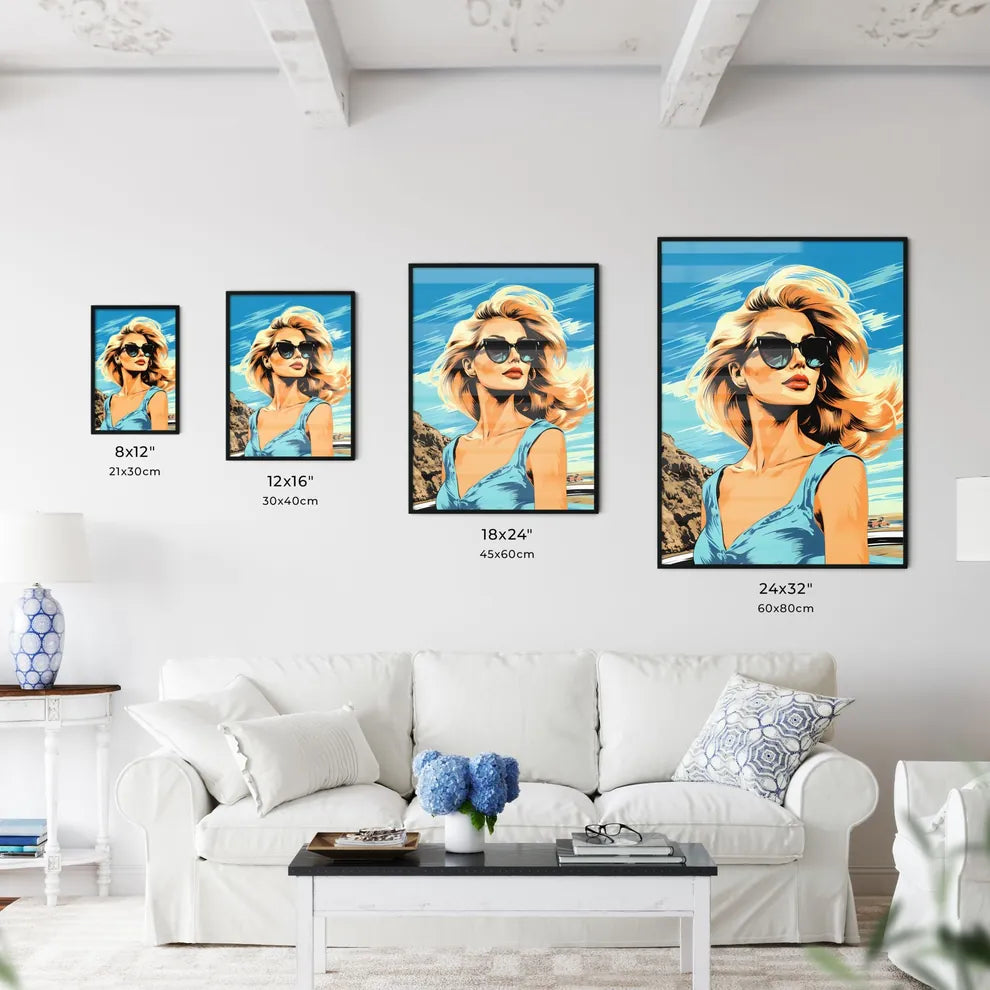 Woman Wearing Sunglasses And Looking At The  Wall Art