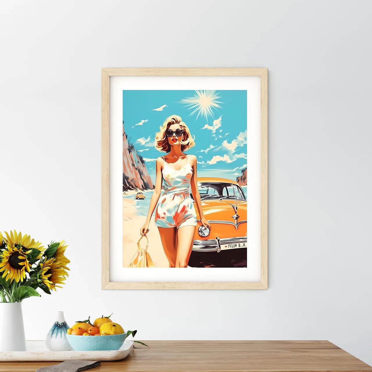 Woman In A White Dress And Sunglasses Standi - Kitchen Hangings