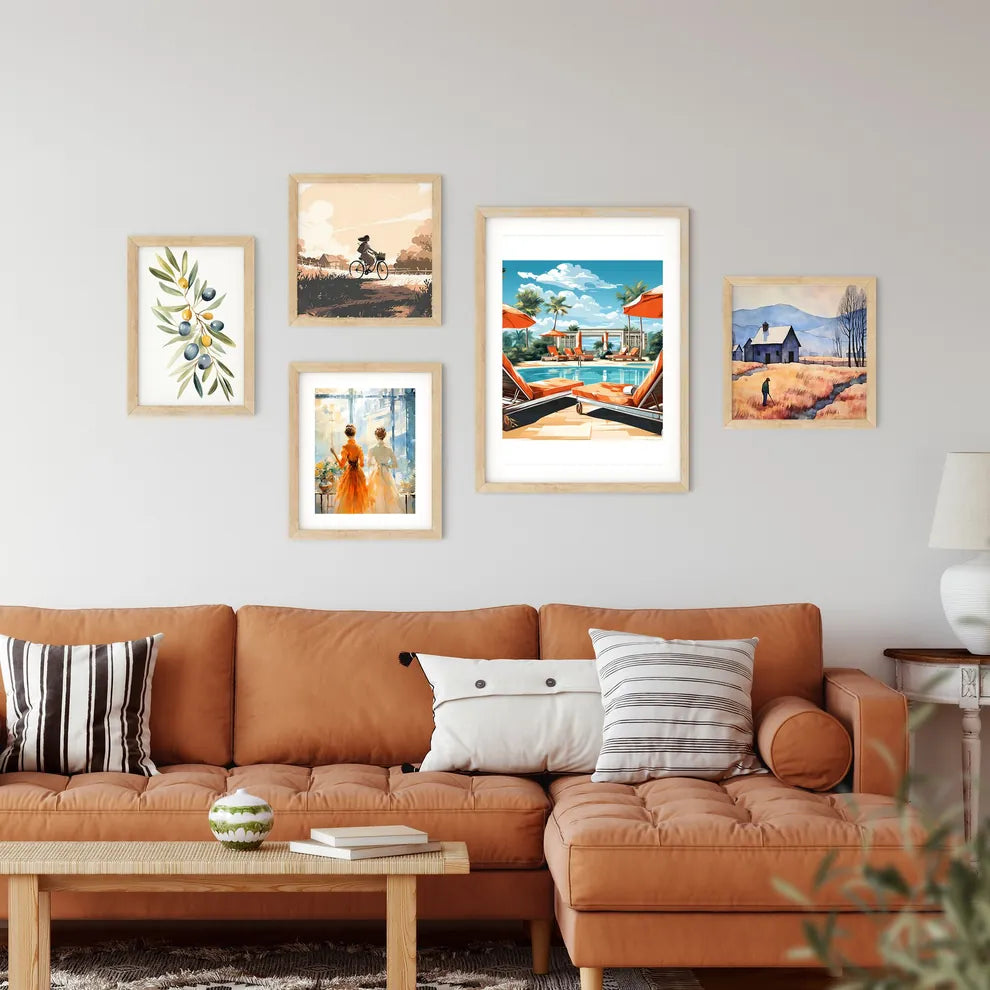 Pool With Lounge Chairs And Umbrellas Art Pr Framed Print